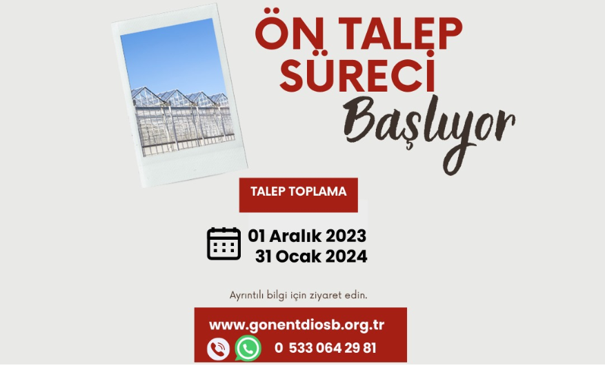 Balıkesir Gönen TDİOSB Ön Talep Süreci Başlıyor...
